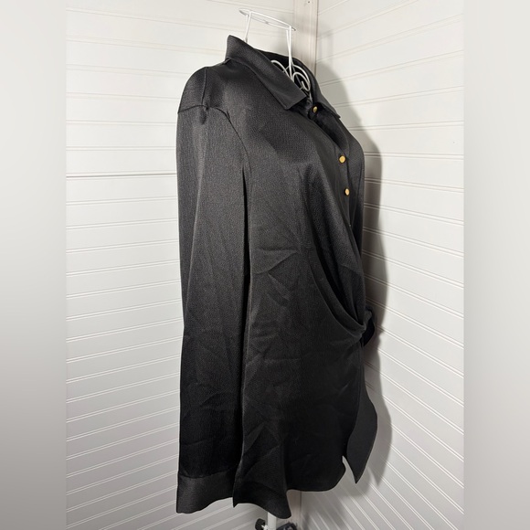 Donna Karan Black Button-Up Shirt with Gold Button Accents - Picture 6 of 7